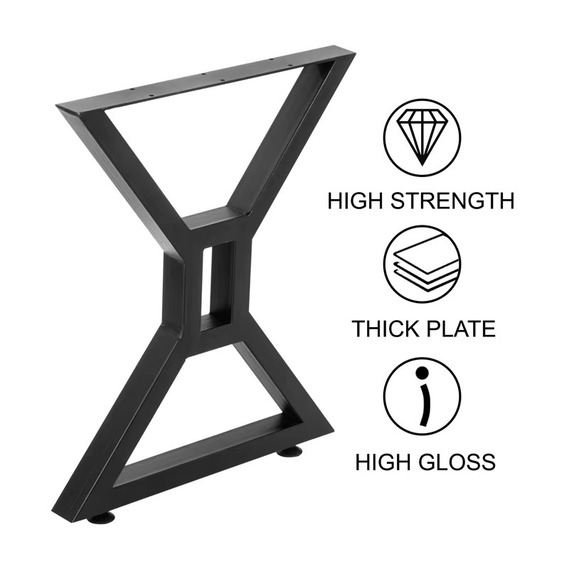 Industrial Table Legs Bench Metal Iron Office Desk Black Powder Coated and Raw Steel