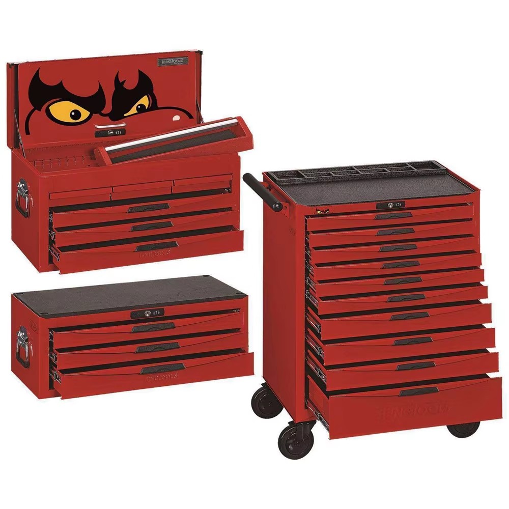 Custom Large Red Heavy Duty 7 Metal Work Drawers Suitcase Rolling Tool Box