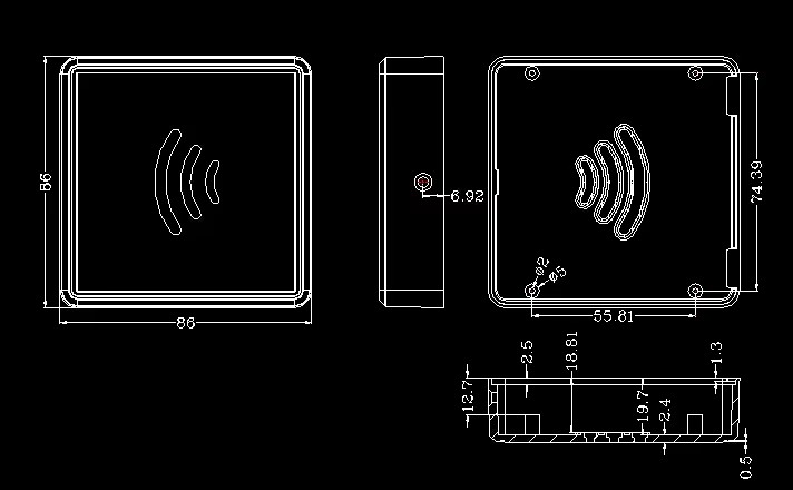 WIFI Box Abs Plastic Enclosure RFID Door Access Control Junction case 86*86*22mm