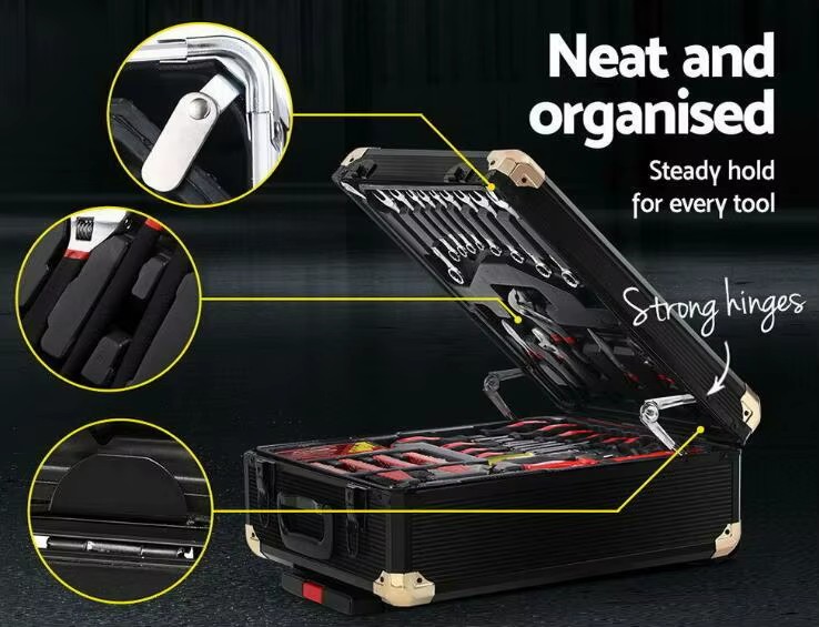 816pcs Hand Tools Trolley Case Mechanics Toolbox Electric Screwdriver 1/4'' 1/2'' Sockets Portable Auto Repair Tools Set for