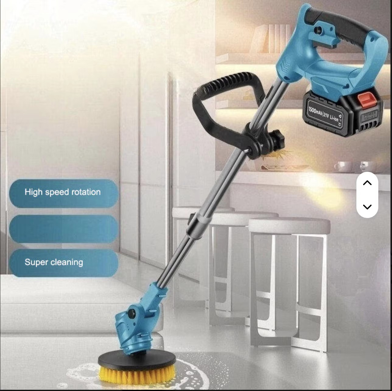 68V 1000W Brushed Motor Industrial Retractable Cleaning Brush for Household Industrial Use Bathroom/Courtyard Sweeping Polishing
