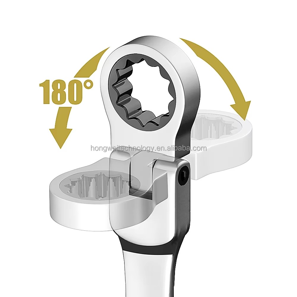 Ratcheting Combination Wrench Set 6-22mm Metric Flex Head Ratcheting Wrench Chrome Vanadium Steel Spanner with Bag