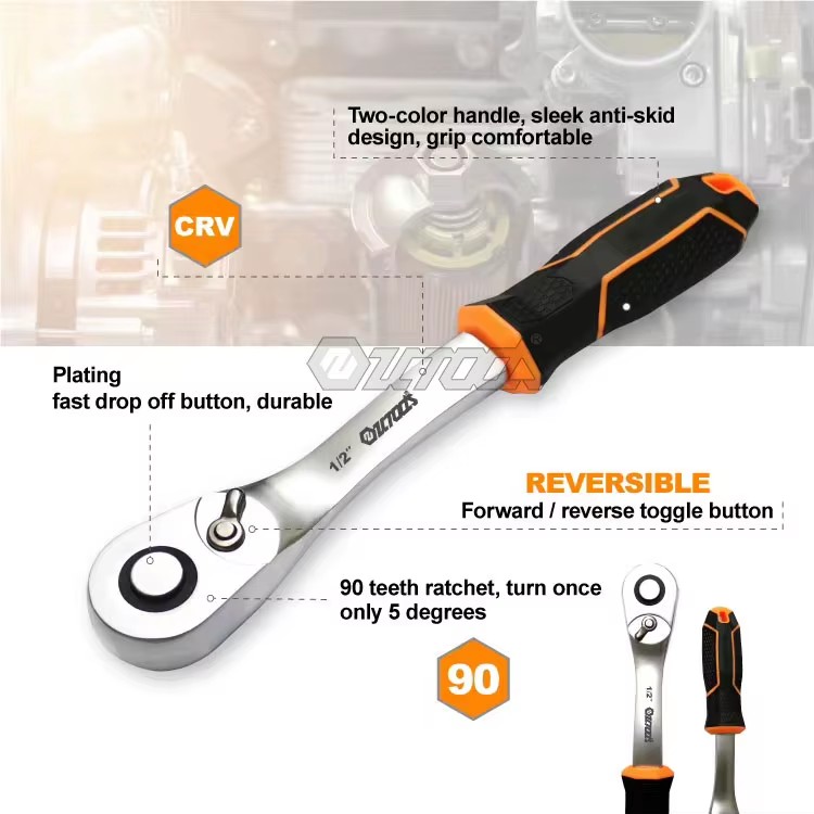 Qixin High Performance Ratchet Wrench Universal 90 Degree Adjustable Cr-v Torque Ratchet Wrench Set