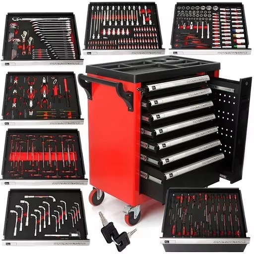 RTTOOL Heavy Duty Iron Socket and Wrench Combination Mechanical Tool Set Box with Chrome Plating