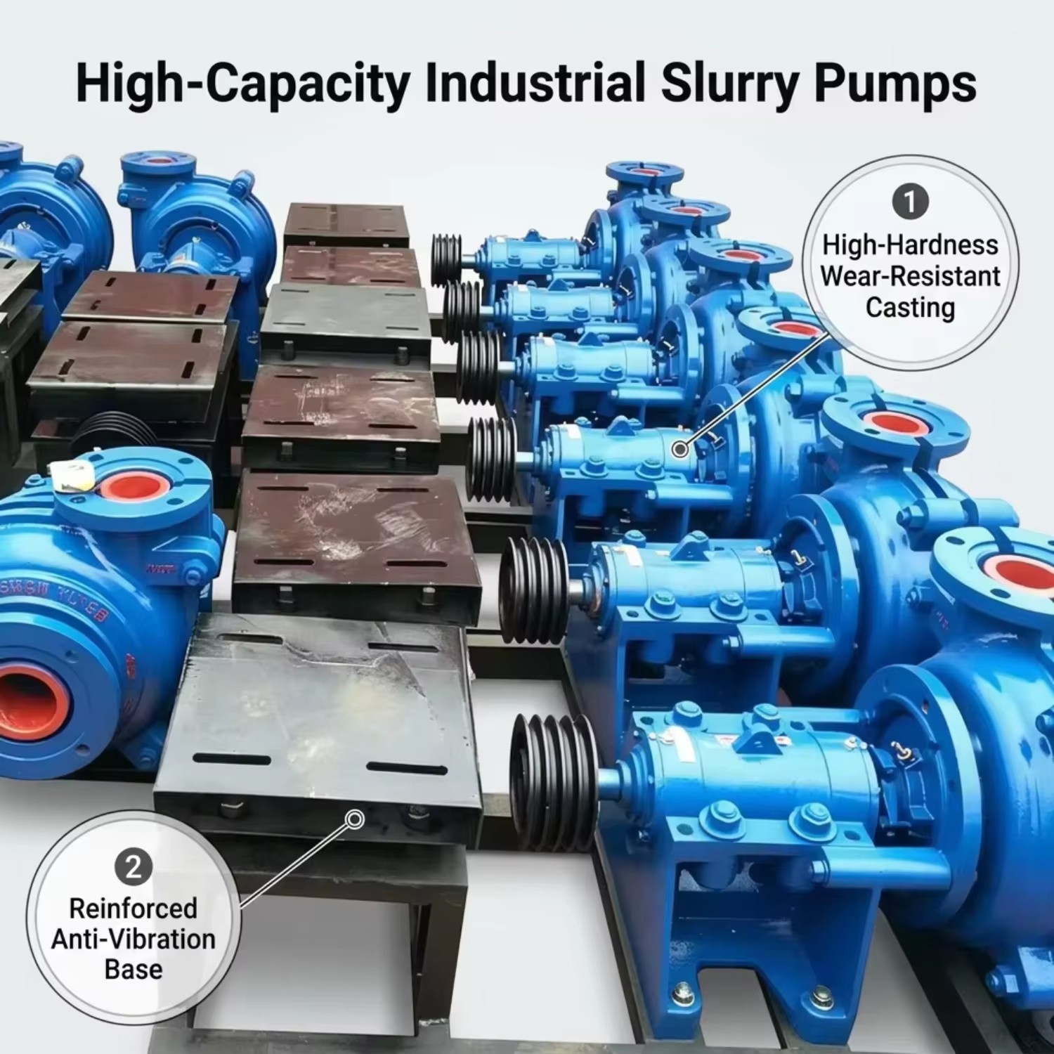 Heavy-duty industrial centrifugal slurry pump handling sand and gravel mixed sand