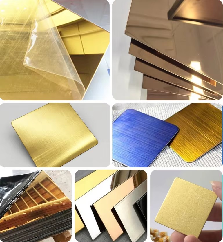 AISI ASTM 201 304 316 430 Grade Ss Sheet and Coil 8K Titanium Gold Mirror Stainless Steel Sheet for Building Decoration