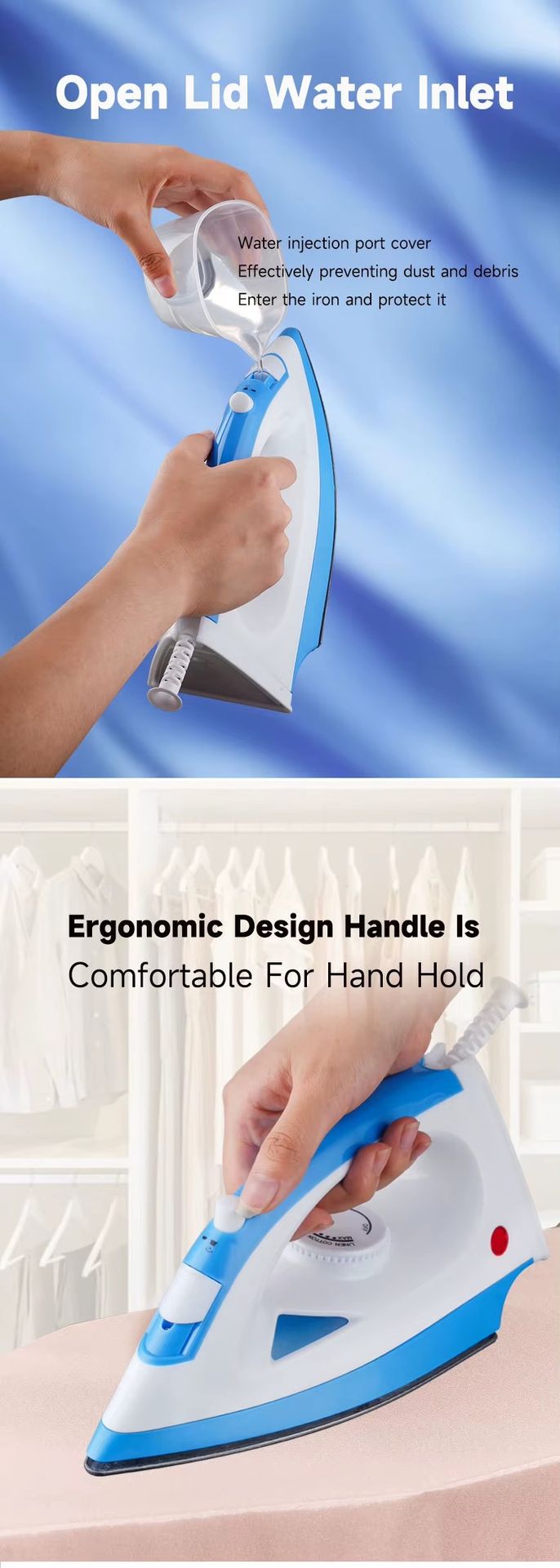 European Standard Ceramic Soleplate 1200W Steam Dry Ironing Dual-purpose Hand-held Electric Iron 200ml Water Household 1 Year