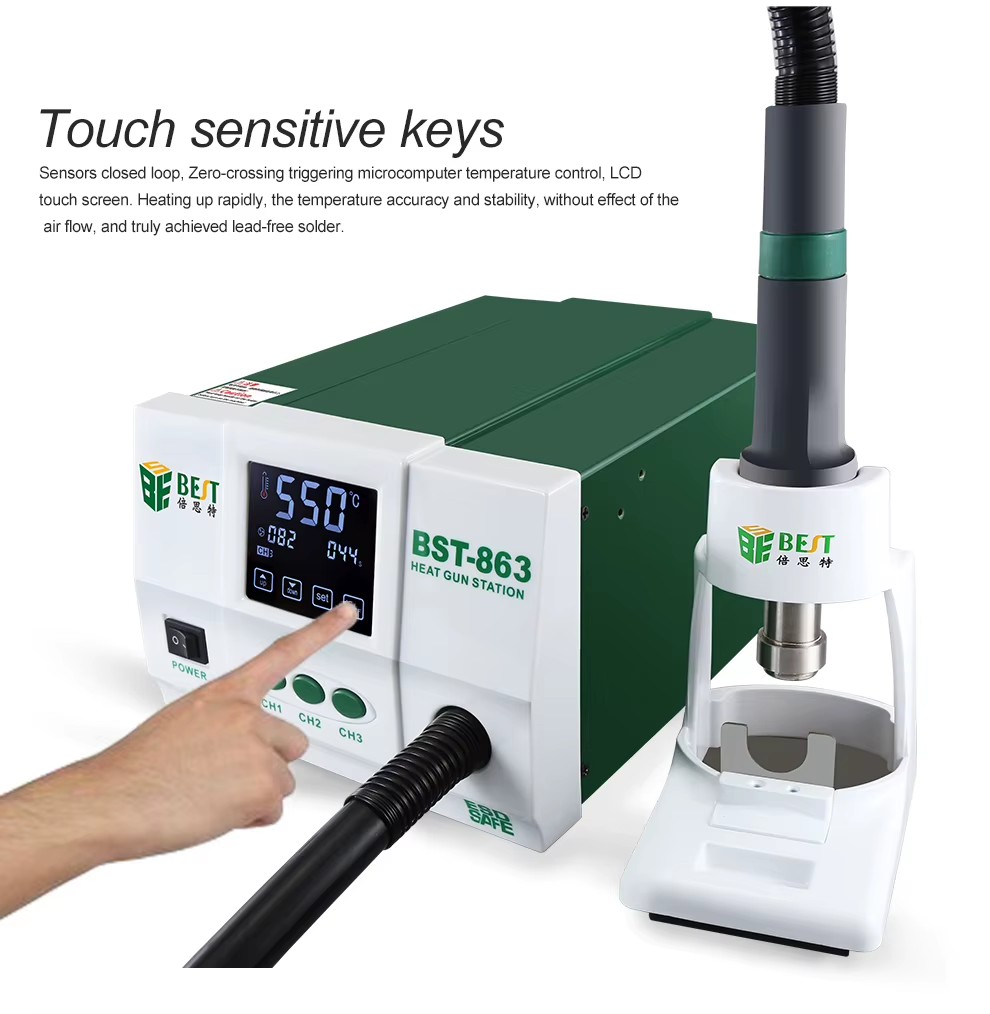 BEST 863 Standard Rework Station Soldering iron Hot Air, Automatic Bga Rework Station Hot Air Gun soldering station