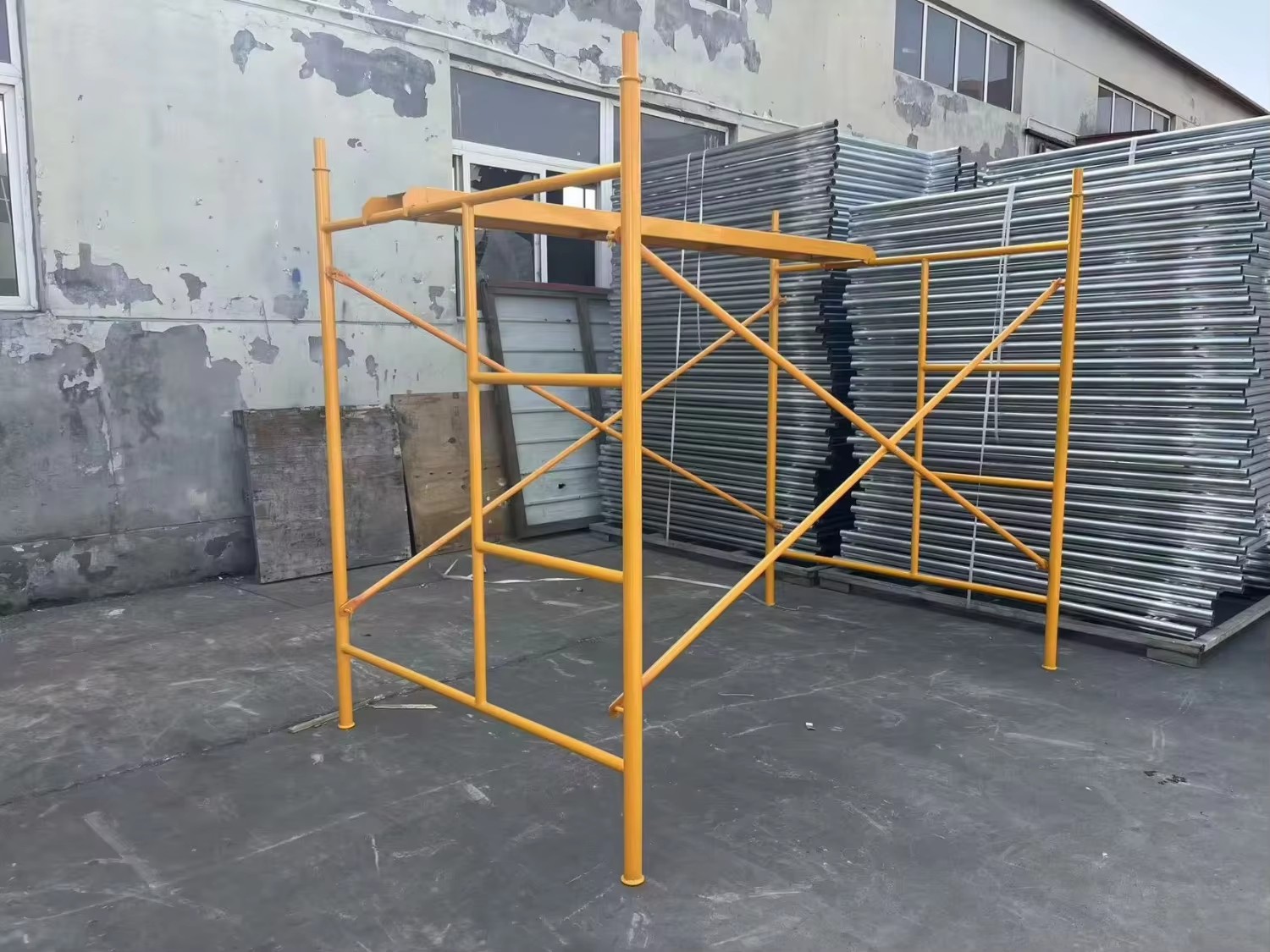 ANSI Standard Ladder Frame Scaffolding 5'x6'4" Pre-Galvanized Mason H-Frame Scaffolding Sets for Construction Support