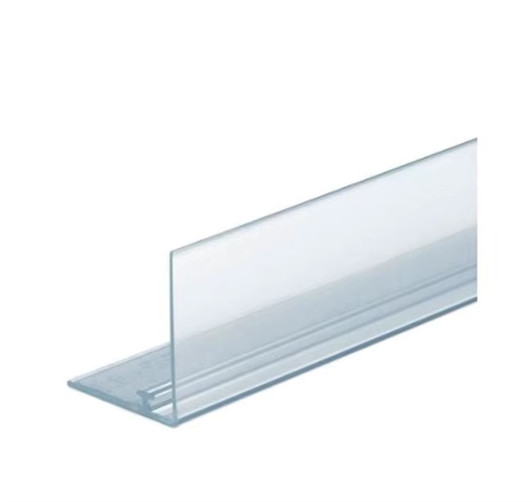Clear PVC Shelf Stopper Strip T-Rail Adhesive Base Custom Cutting Service Available-Molded Extruded Plastic Products