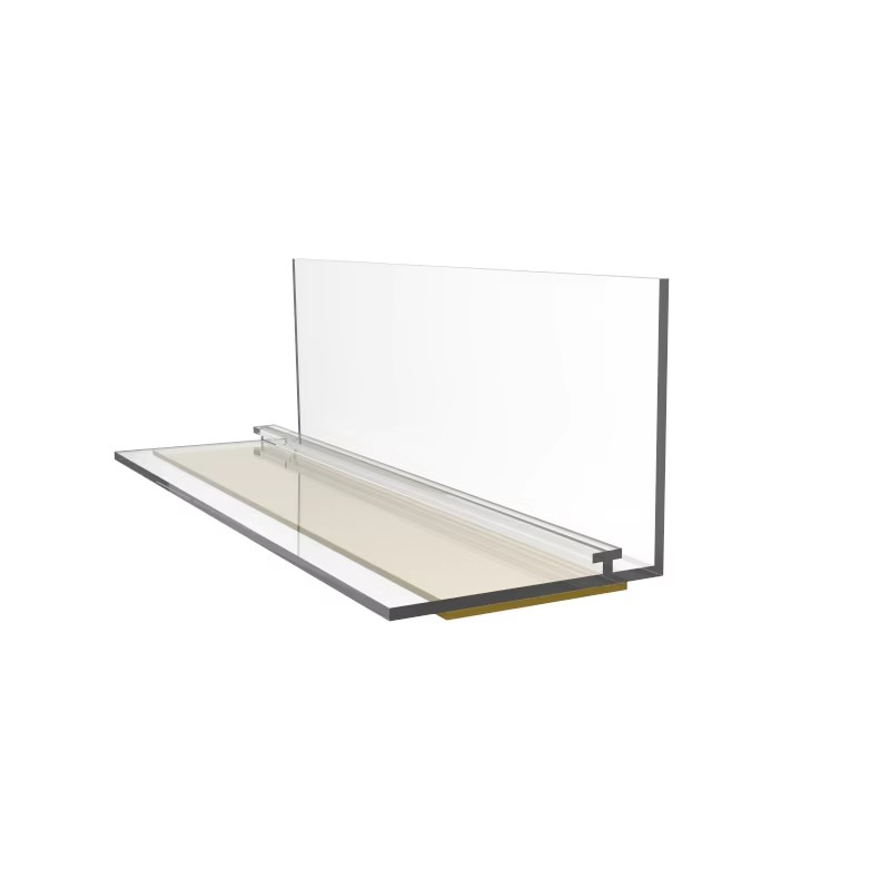 Clear PVC Shelf Stopper Strip T-Rail Adhesive Base Custom Cutting Service Available-Molded Extruded Plastic Products