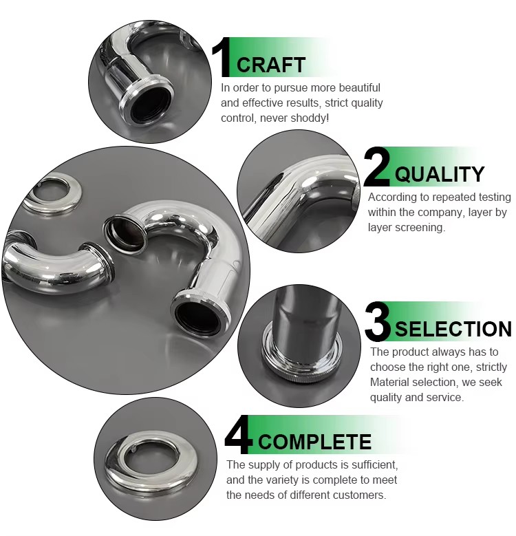 Customized Bathroom Basin Stainless Steel P Trap, Siphon Fitting Trap Drain Kit Waste P-trap
