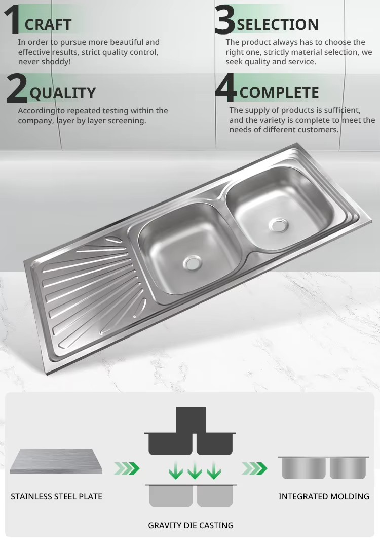Factory Wholesale Sus201 Multi Functional Sink with Cup Washer Coffee bar Hotel Kit Modern Double Bowl Kitchen