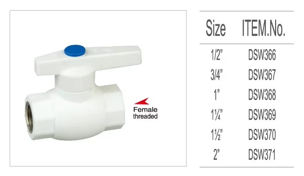 PPR Double female threaded ball valve with brass ball PPR FITTING, PPR BRASS THREADED BALL VALVE