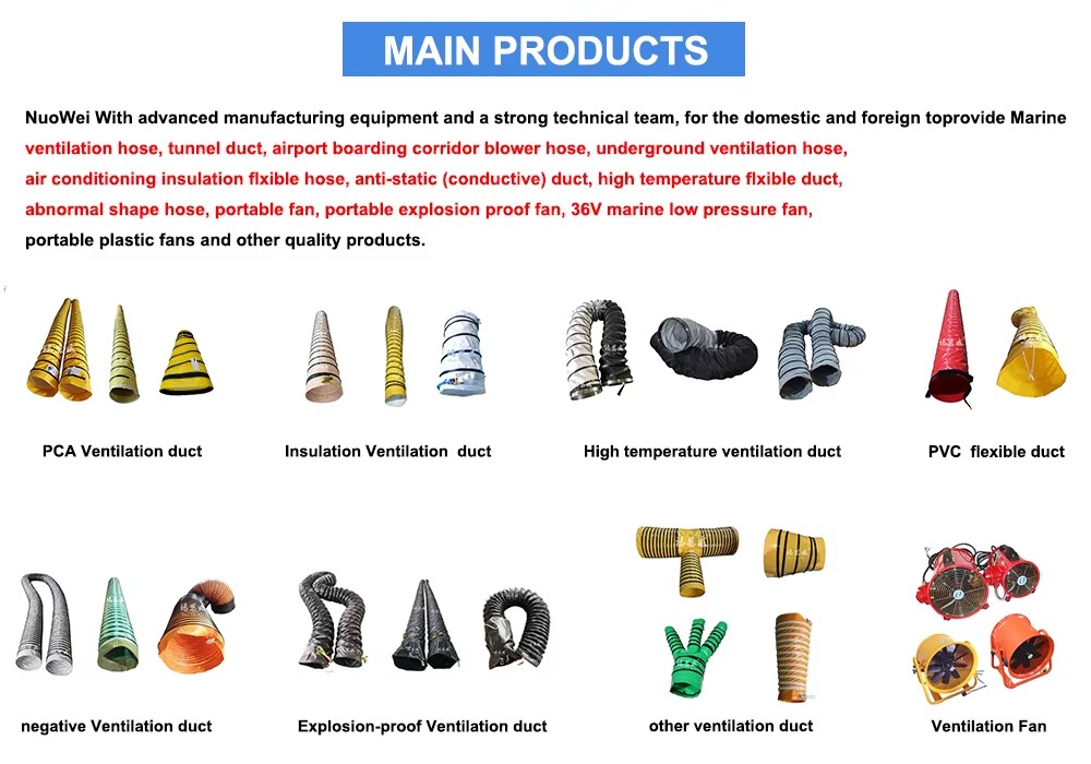 350mm 14inch Pvc Spiral High Temperature Flexible air Duct Fabric Fiberglass Coated High Temperature Air Duct
