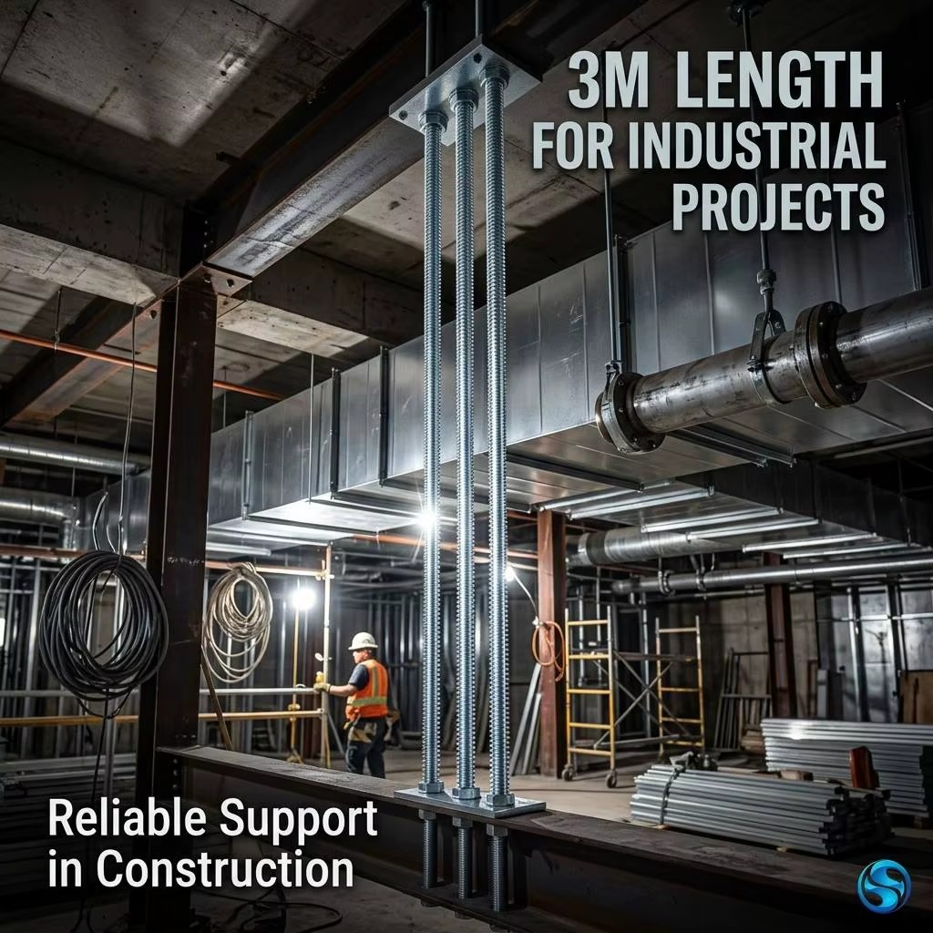 Q235B Carbon Steel M12 Right Hand Electro Galvanized Fully Threaded Rod for Solar Bracket & Ceiling Suspension