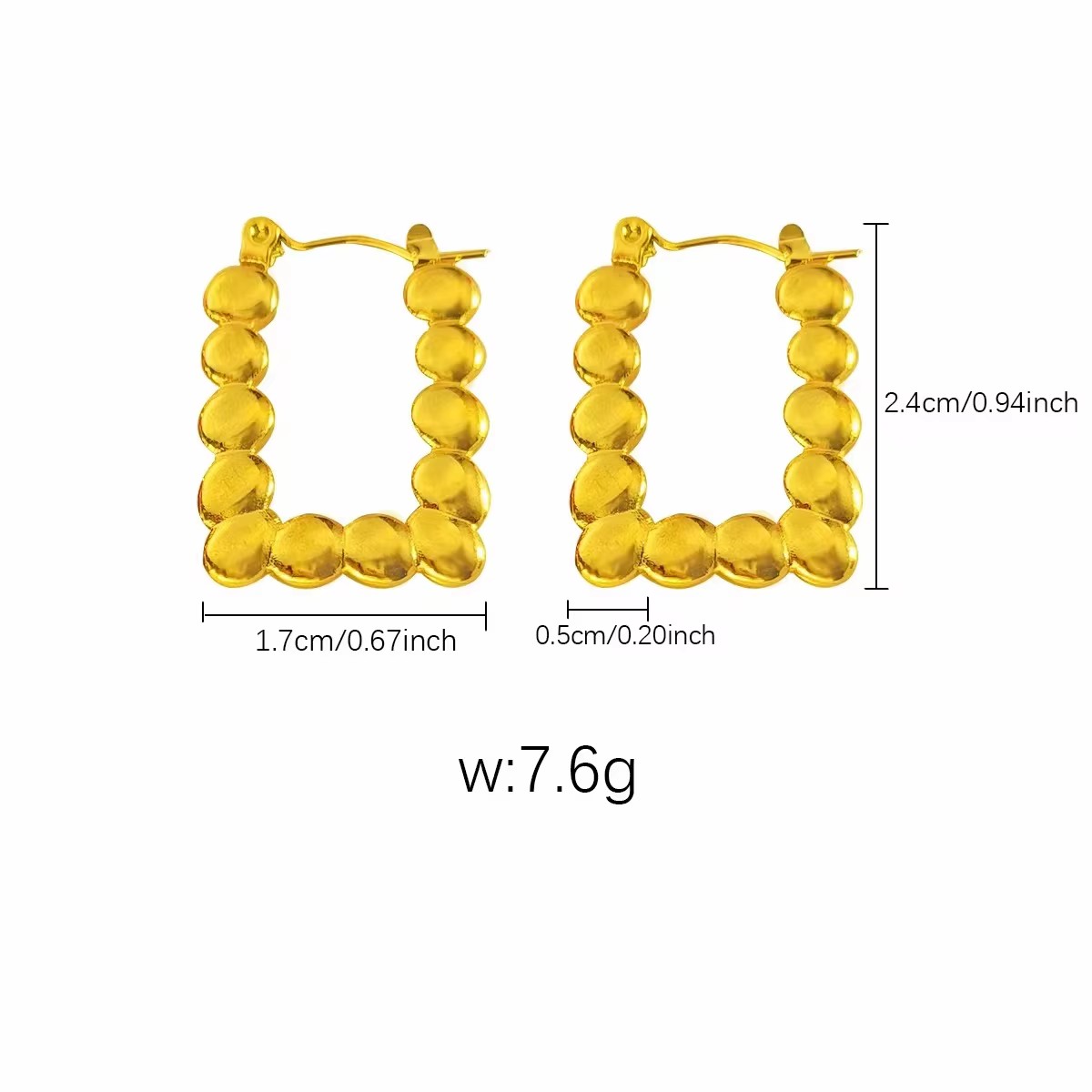 EH048 18K Gold Plated Geometric Irregular Hammered Stainless Steel Hydraulic Earrings Fashionable Ear Hoops