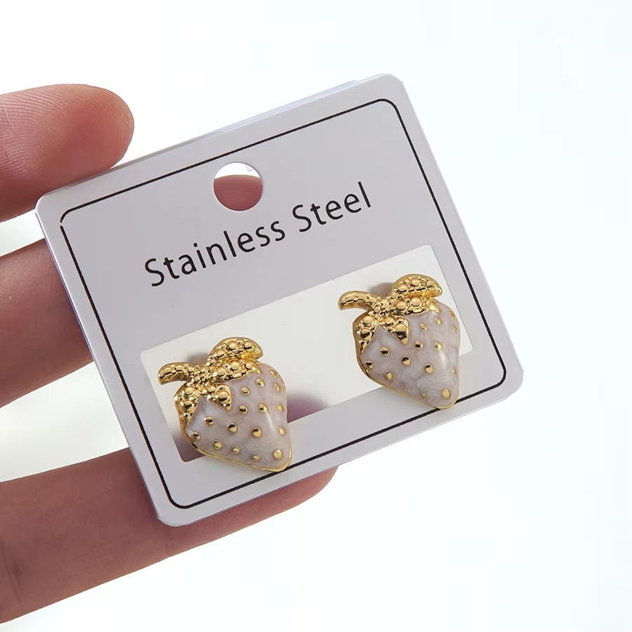 EH525 18K Gold Plated Marbled Enamel Stud Earrings - Stainless Steel Earrings Assorted Styles Jewelry for Women