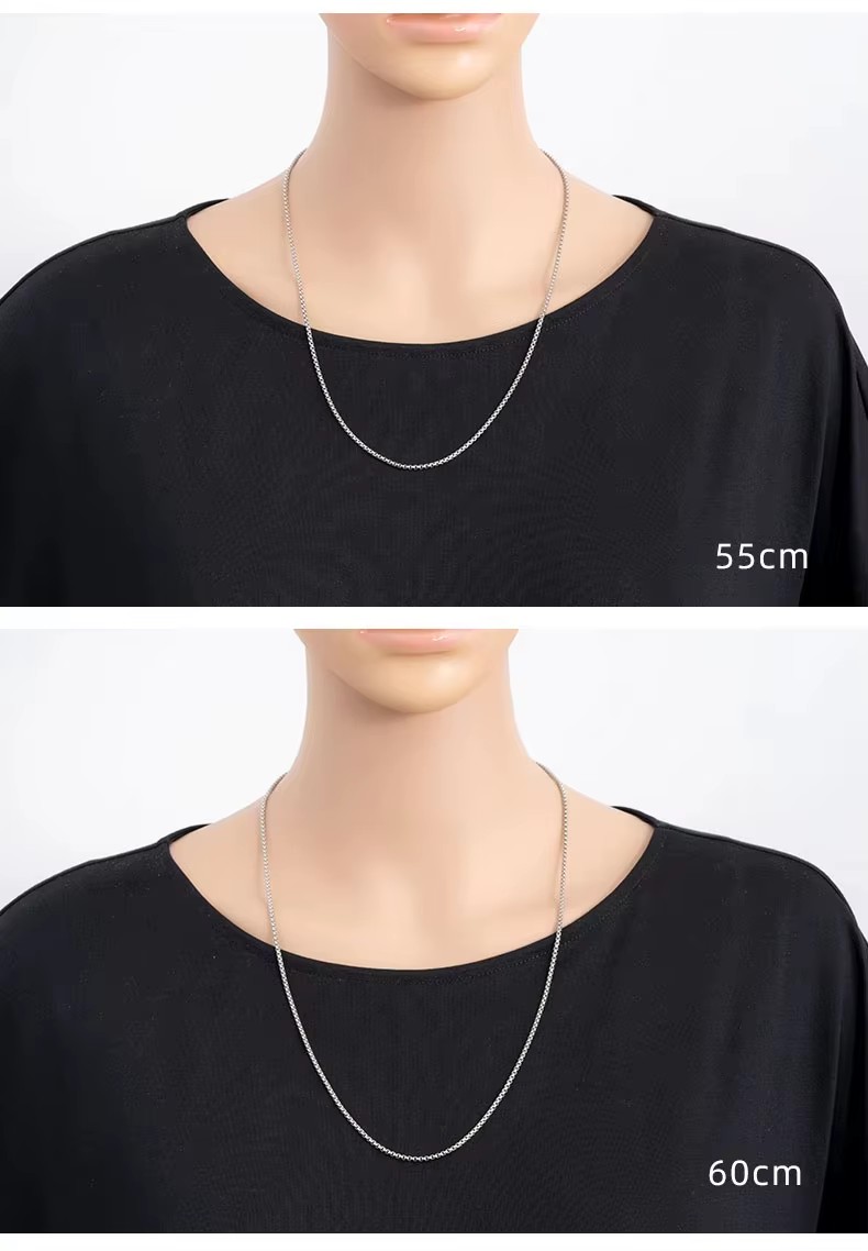 PB063 Minimalist Stainless Steel Box Chain Necklace Waterproof Non Tarnish Chain for Pendants Women Men Unisex