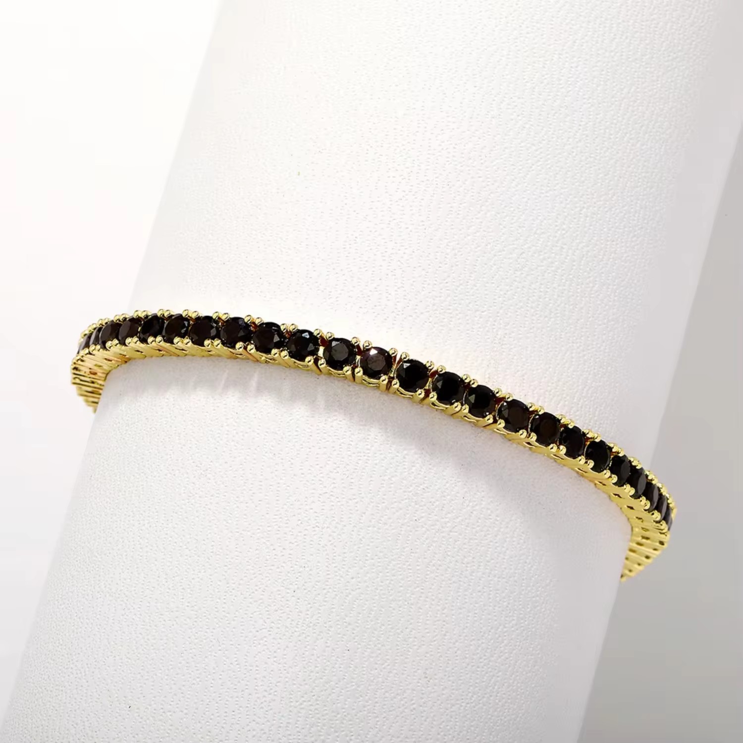 Black CZ Diamond Classic Tennis Bracelet Jewelry 18K White Gold Plated 4mm Round 5A Cubic Zirconia Tennis Bracelet for Women Men