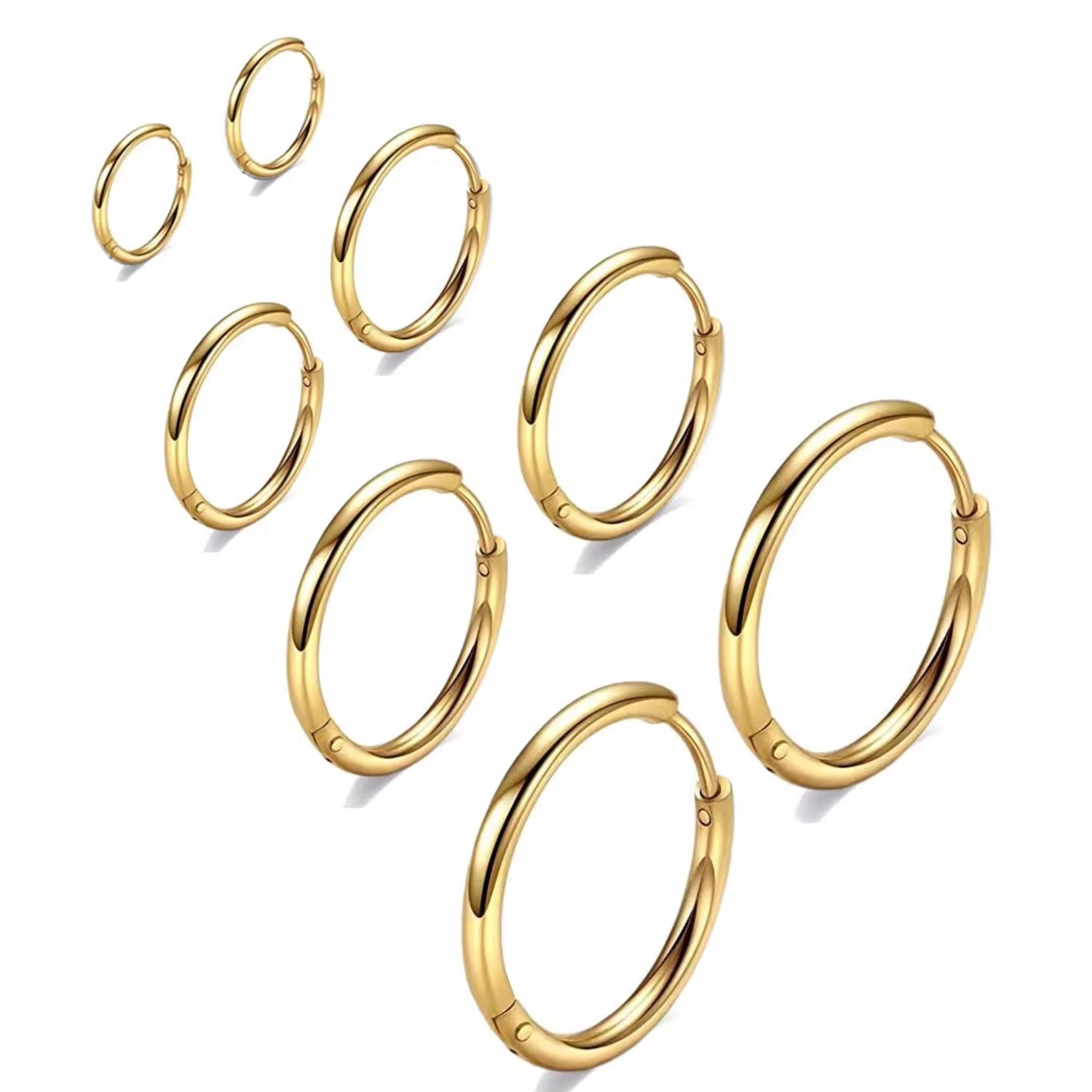 316L Stainless Steel Huggie Hoop 8mm 10mm 12mm 16mm 20mm Men Women Hypoallergenic Cartilage Helix Lobes Hinged Sleeper Earring