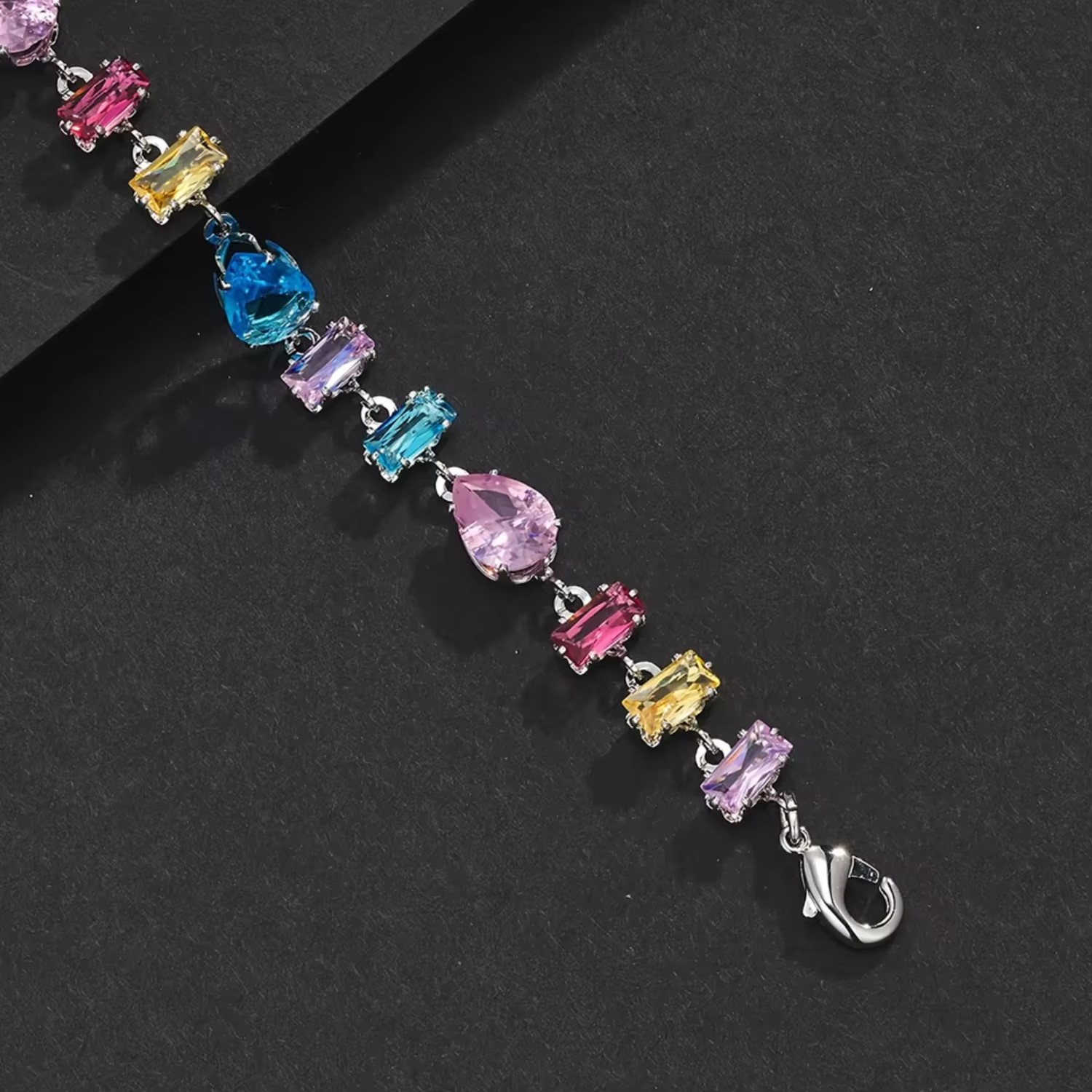 Multicolor Zircon Chain Link Tennis Bracelet Women Men 18K Gold Plated Dainty Fashion Gemstone Jewelry 5A CZ Irregular Bracelet