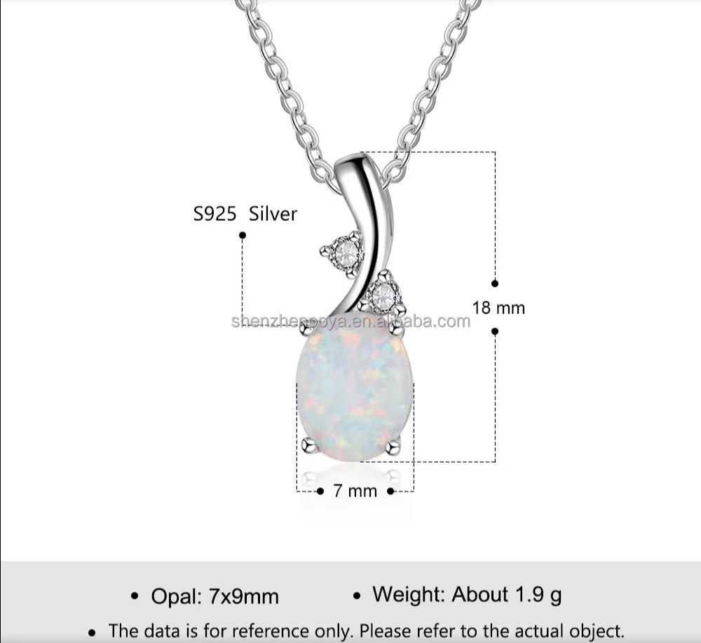 925 Silver Pendant Necklace Opal Inlay for Women Festival Gift Lovers Engagement Gift