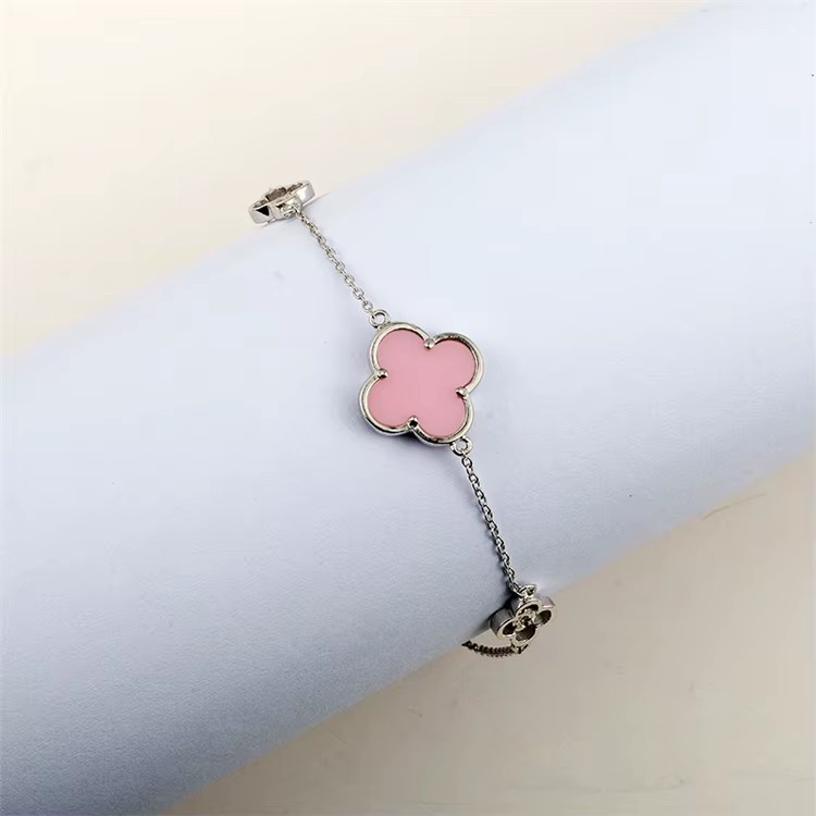 Female Bracelet Fashion Pure Pink 4 Leaf Clover Ceramic Jewelry Bracelets