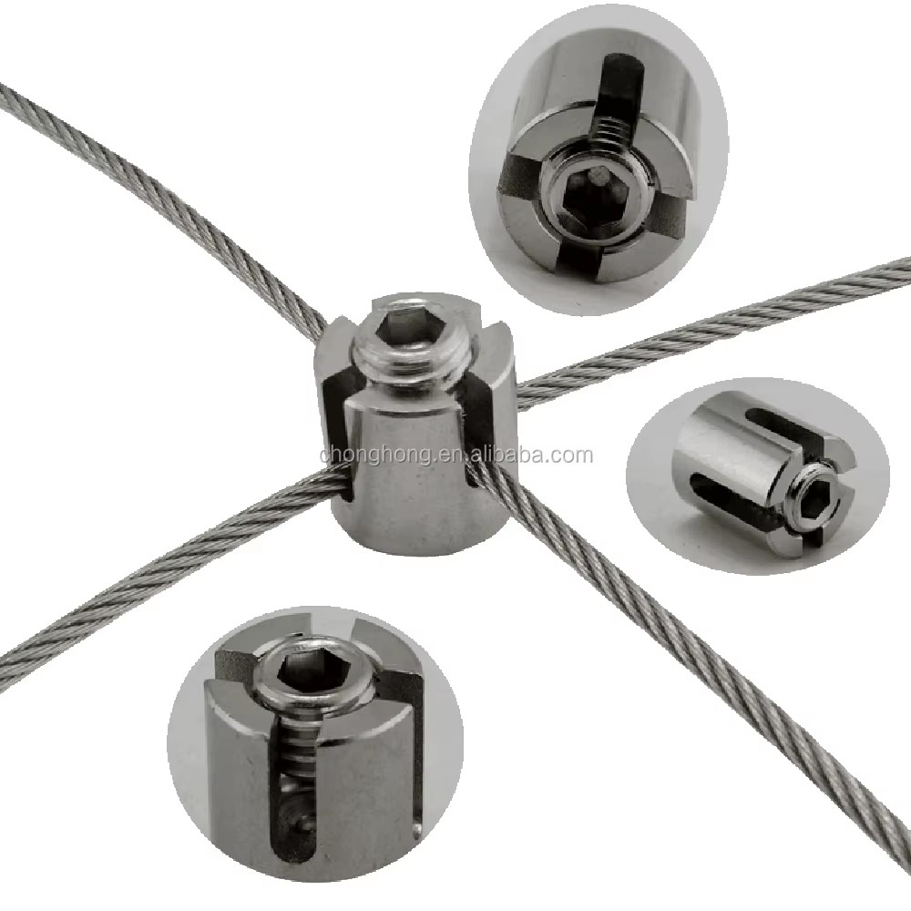 Adjustable Cable Railing Cross Cable Clamps Stainless Steel Cross Rope Clamp for Stainless Steel Wire Rope 2mm 3mm