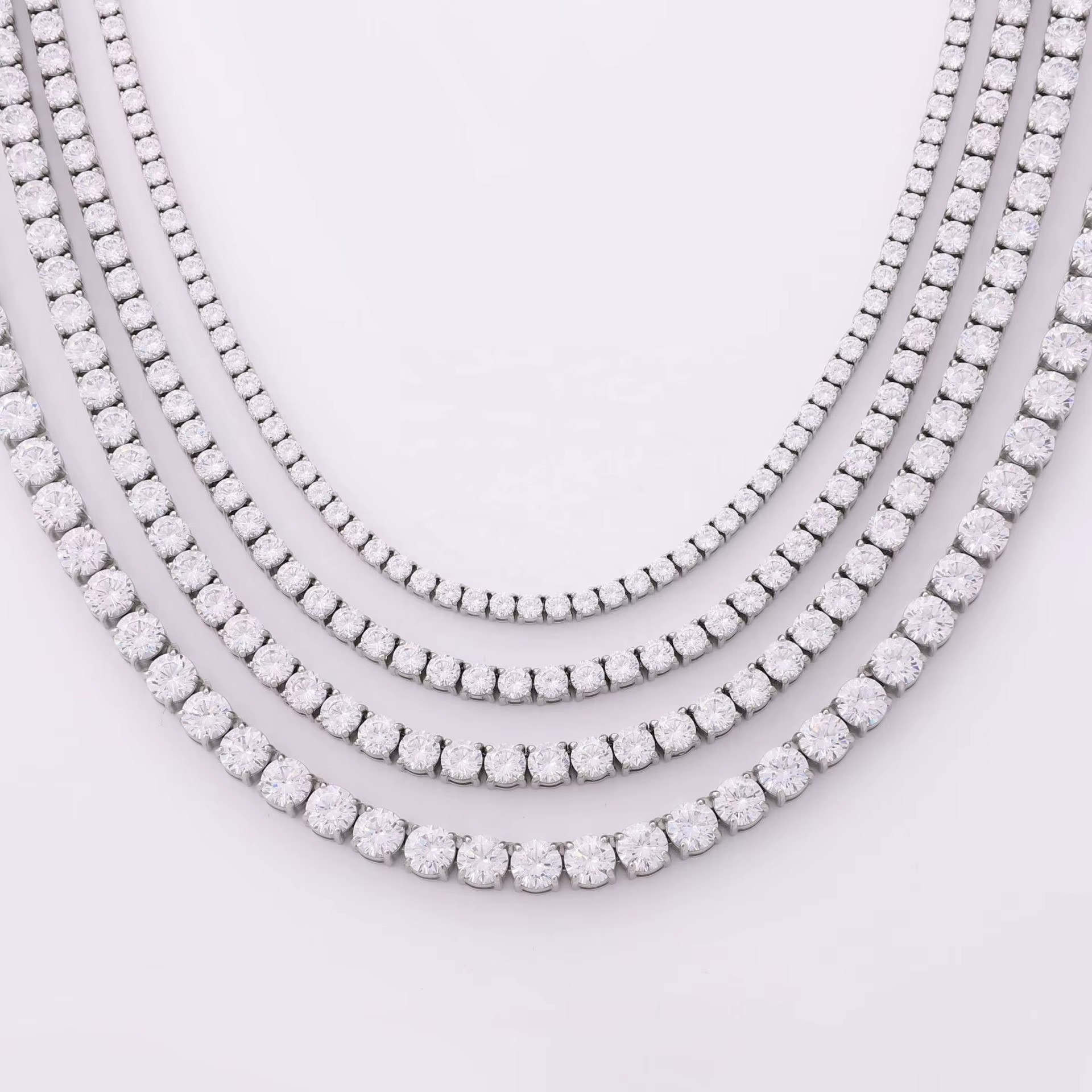 316 Stainless Steel 3mm 4mm 5mm Rose Gold Tennis Luxury Iced CZ 18K Gold Plated Moissanite Tennis Chain Necklace Jewelry Set