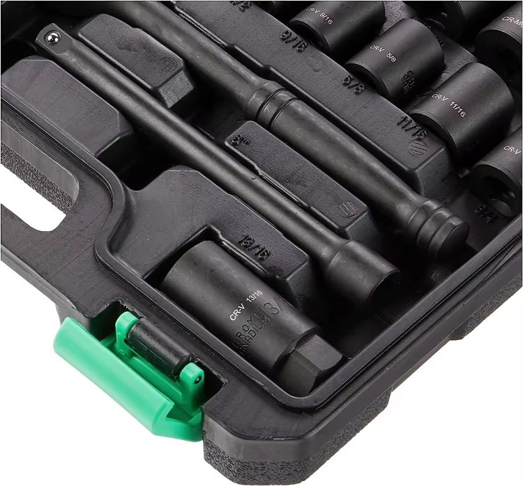 46Pcs 3/8-Inch Drive 6 & 12 Point Deep and Shallow Impact Socket Set 72 Teeth Ratchet Socket Wrench Sets Portable Socket Set Box