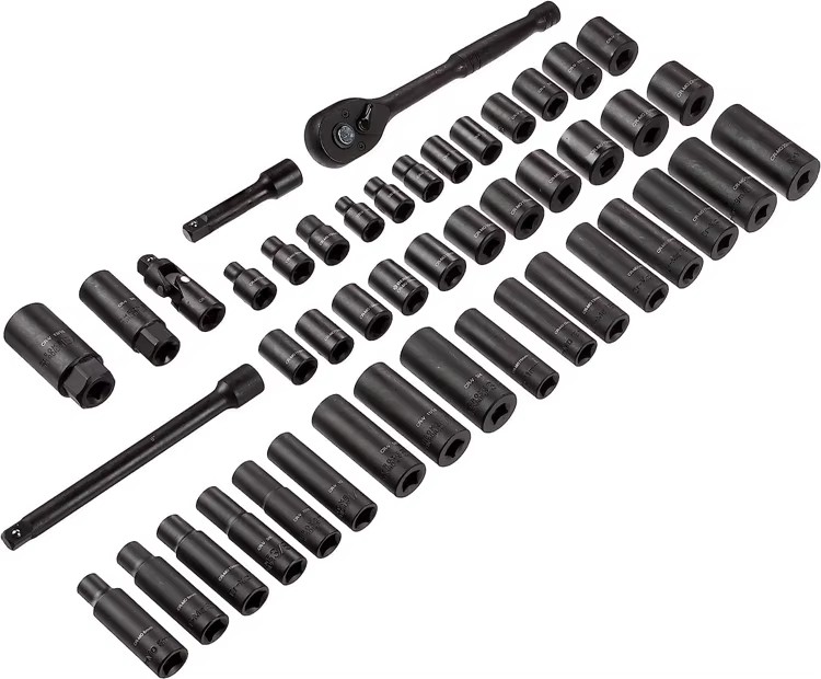 46Pcs 3/8-Inch Drive 6 & 12 Point Deep and Shallow Impact Socket Set 72 Teeth Ratchet Socket Wrench Sets Portable Socket Set Box