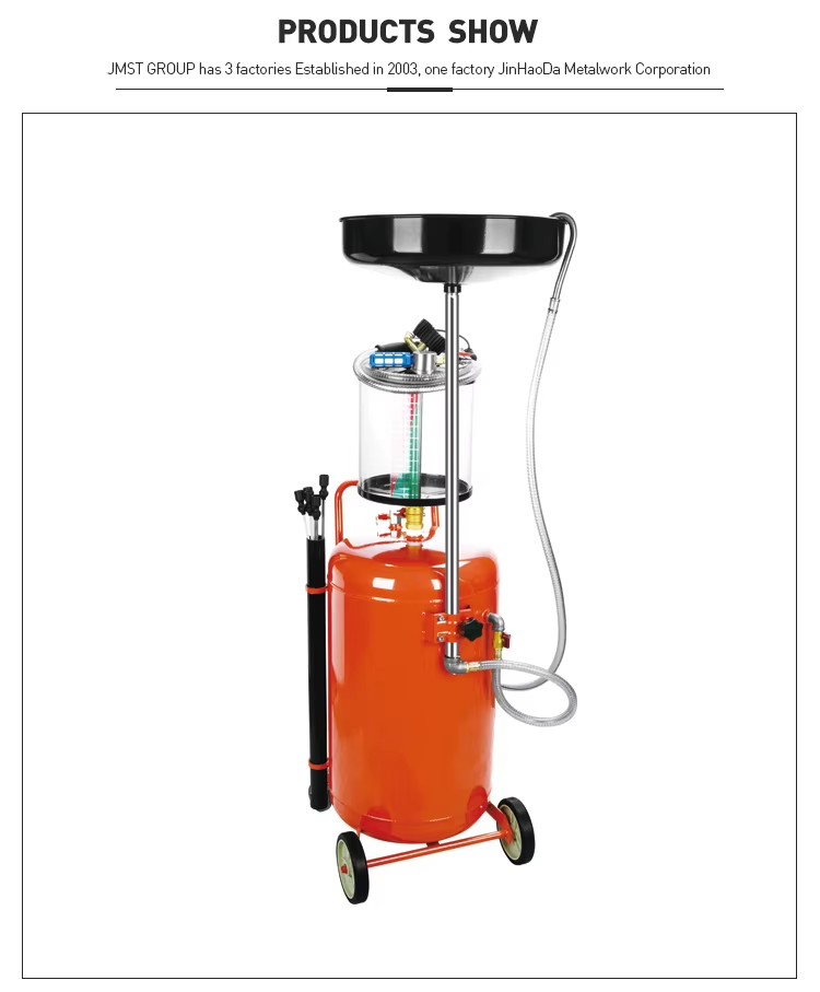 20-Gallon Capacity Portable Steel Oil Drain Tank Waste Operated with Adjustable Height