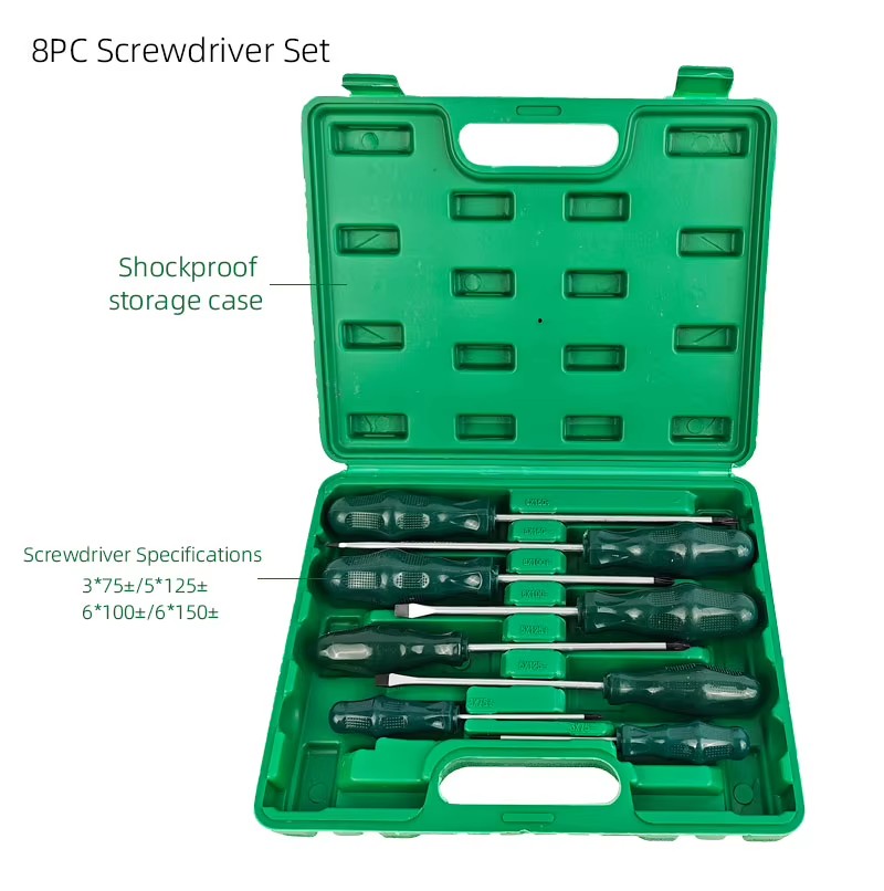 7PC Through-Hardened Screwdriver Set with Oxford Cloth Pouch & Hexagonal Shank