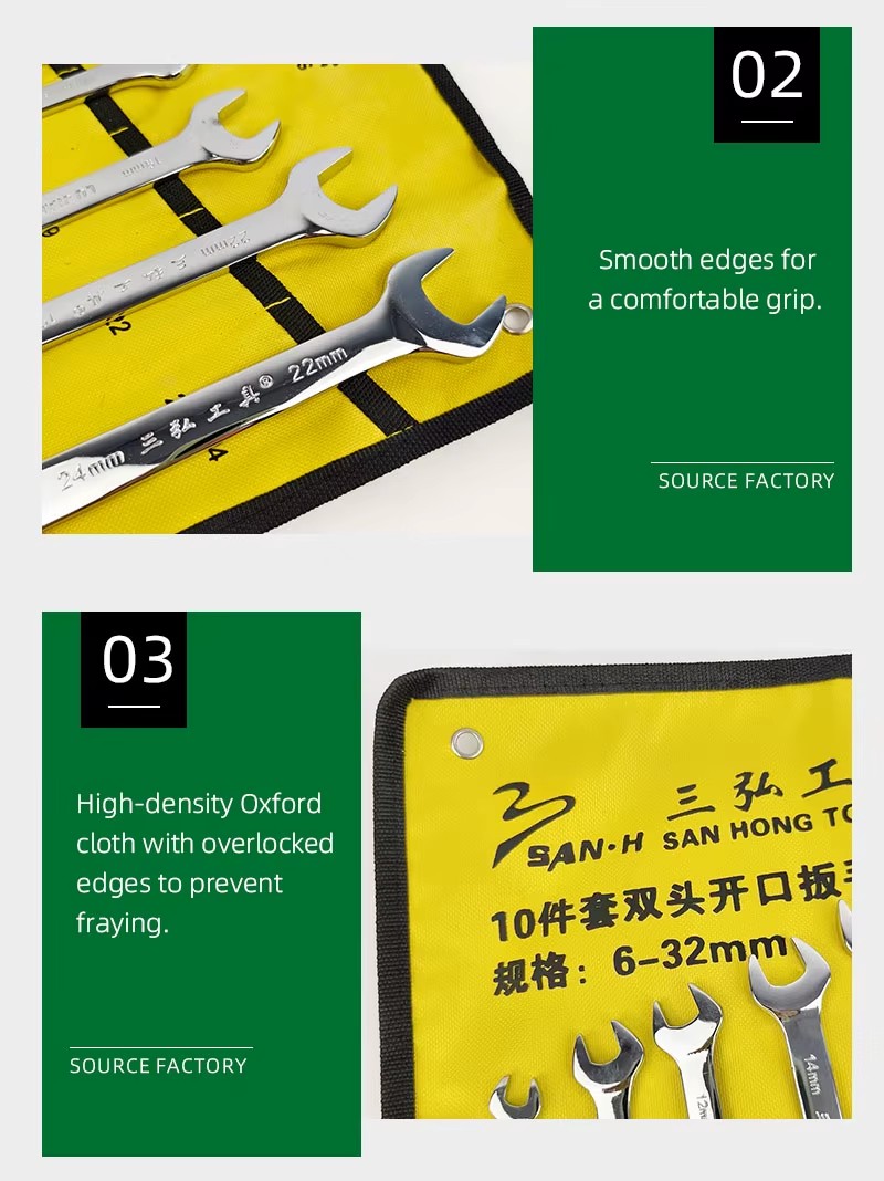 Durable Open-End Wrench Set High Hardness Excellent Toughness Professional Repair Tool