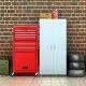 Red Metal Rolling Tool Chest 485mm L x 410mm W x 400mm D With Push Handle Keyed Lock Garage Storage Box