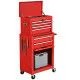 Red Metal Rolling Tool Chest 485mm L x 410mm W x 400mm D With Push Handle Keyed Lock Garage Storage Box