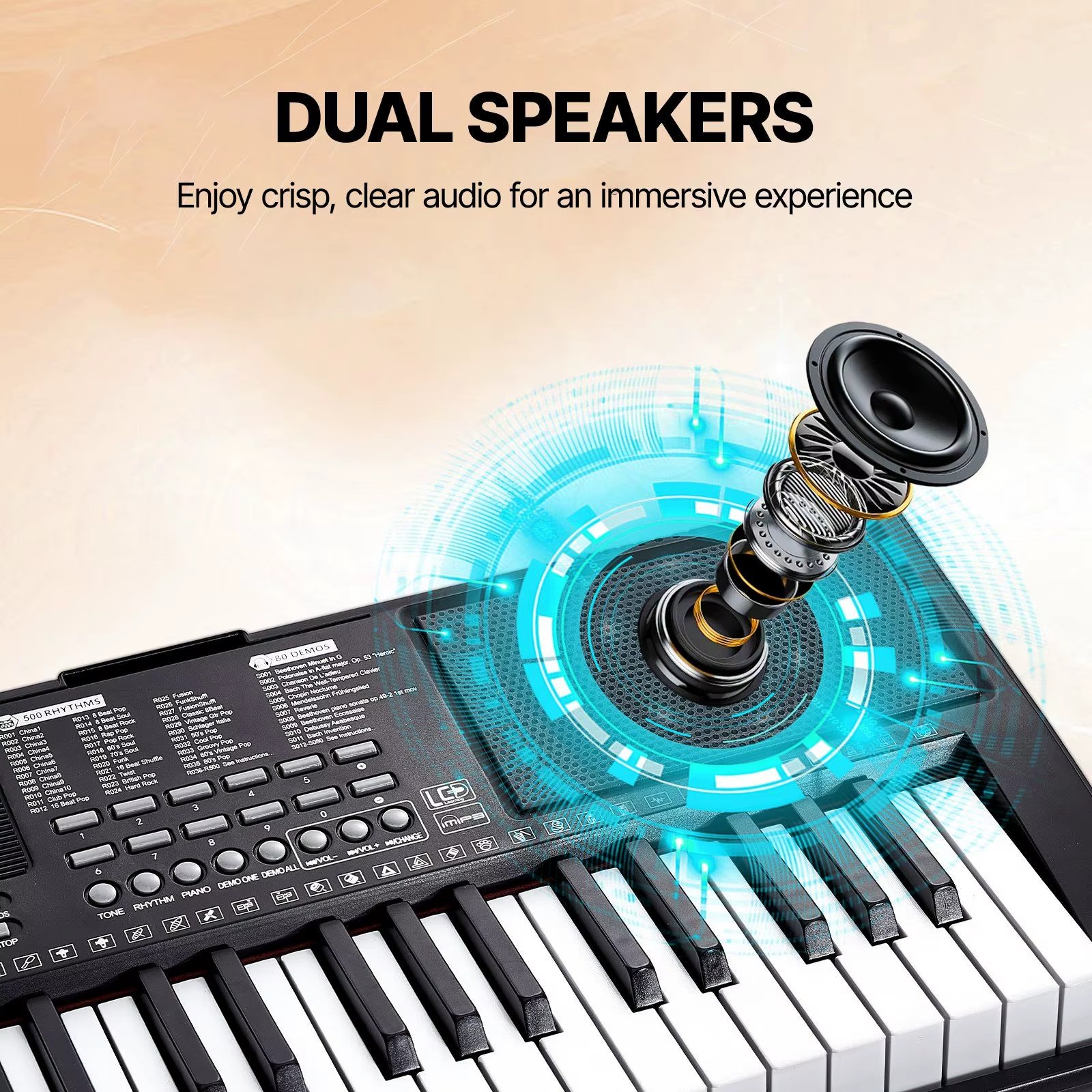 88-Key Digital Piano Keyboard Full Size Semi-Weighted Electric Portable Piano Model D0100HRSLAJ