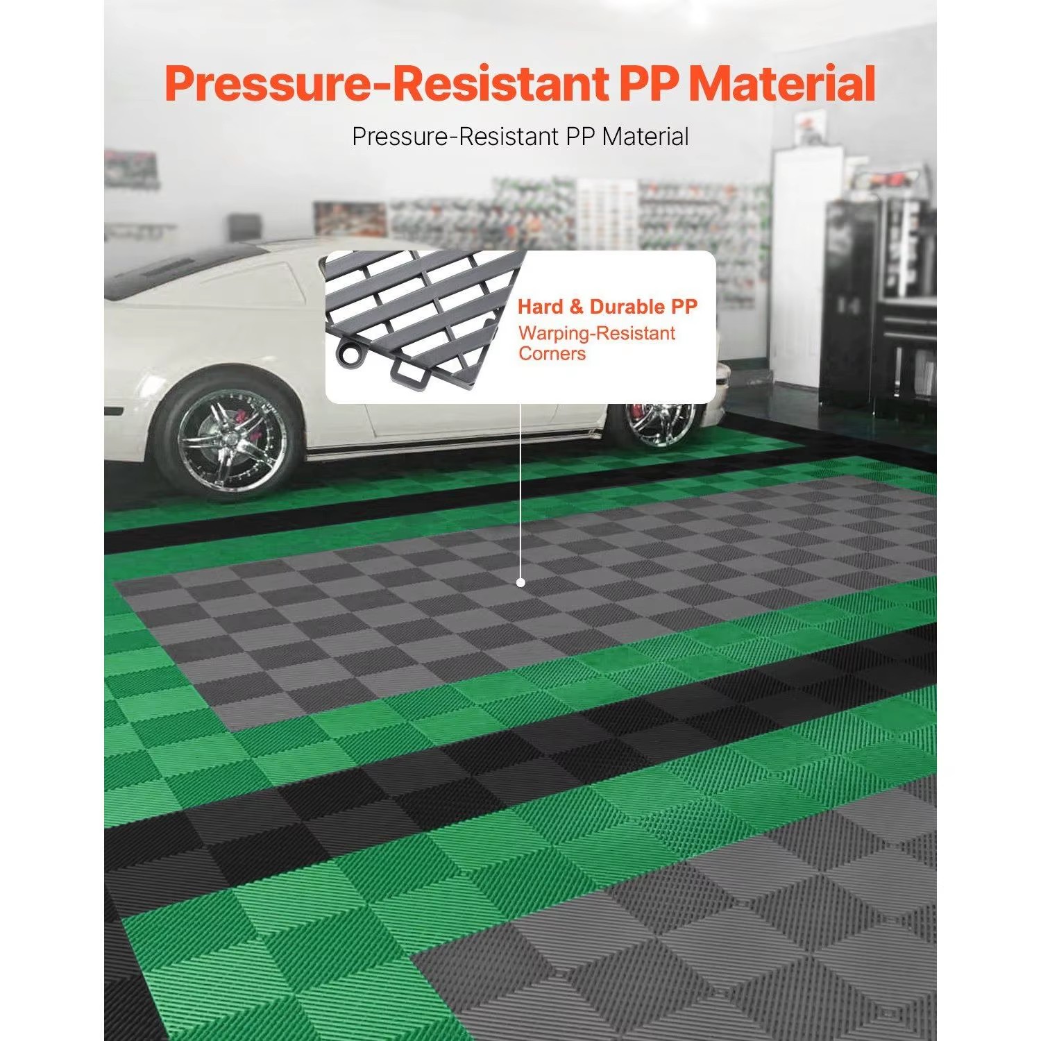 Industrial Interlocking Drainage Mat 12x12 Modular Cushion Non Slip Light Gray PP Material Durable Click-Lock Floor Tile Garage