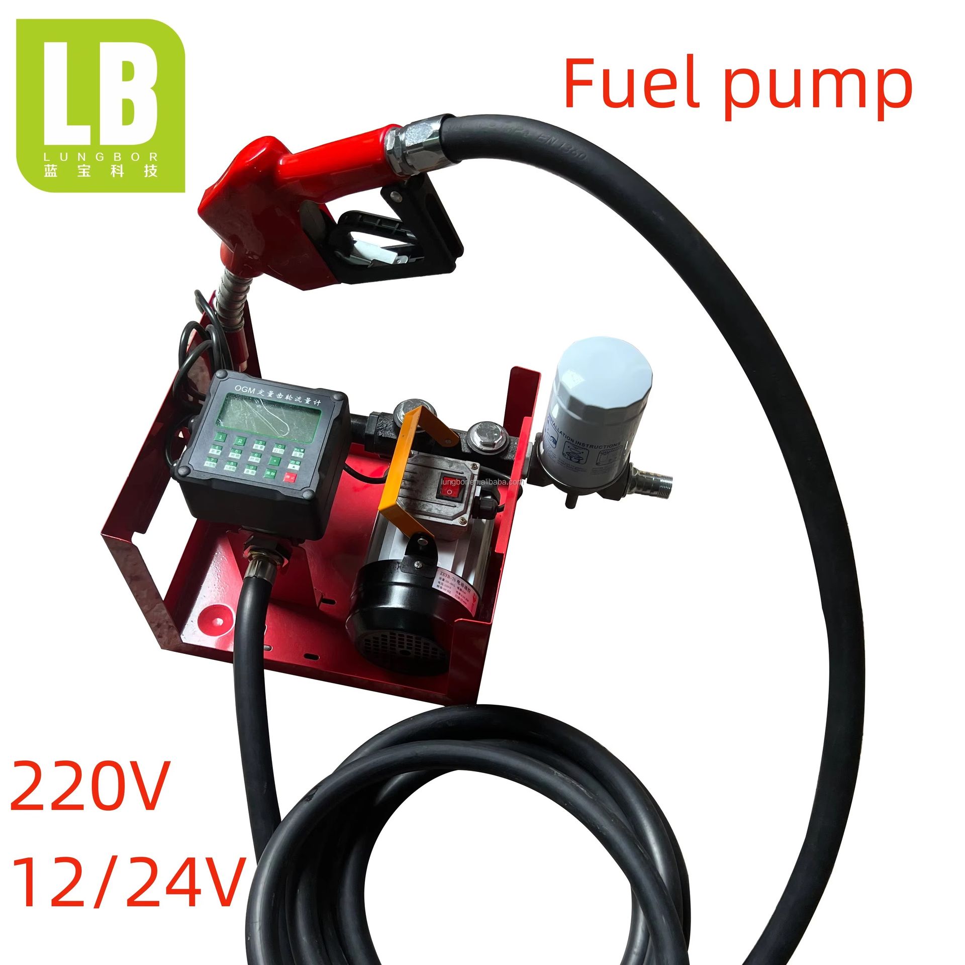 Portable Electric Self Priming Diesel Oil Kerosene Fuel Transfer Pump Kit With Meter Nozzle and Hose Oil Transfer Pump