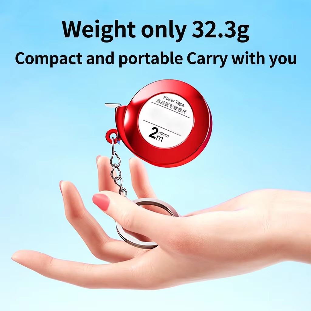 Senda Tools Power Tape 2M Stainless Steel Self Winding Measuring Tape Keychain Metric Mini Tape Measure