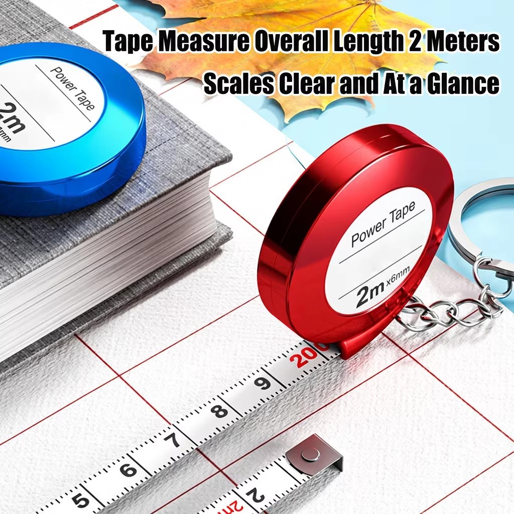 Senda Tools Power Tape 2M Stainless Steel Self Winding Measuring Tape Keychain Metric Mini Tape Measure