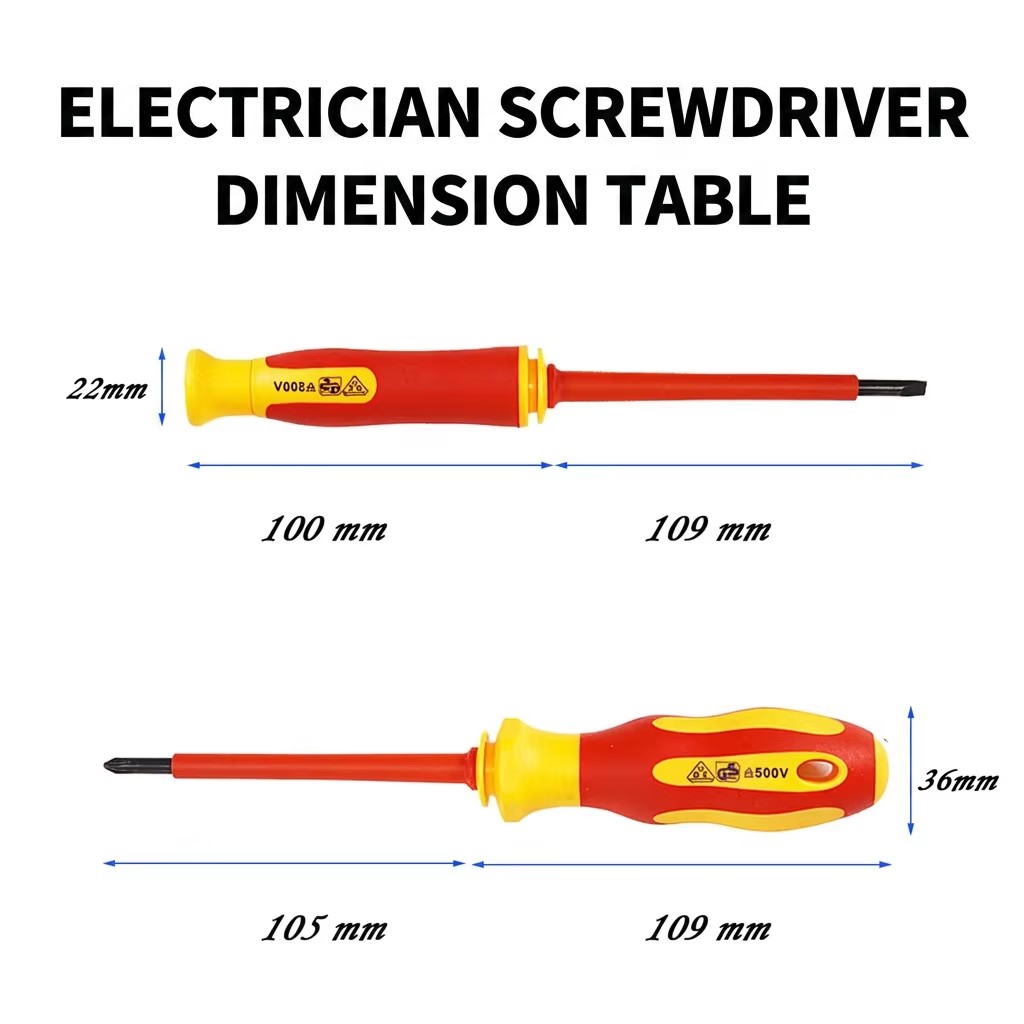 Insulated Screwdriver Set 10 Pcs Phillips Bit Anti-Slip Handle Matte Finish For Home Electrical Repair