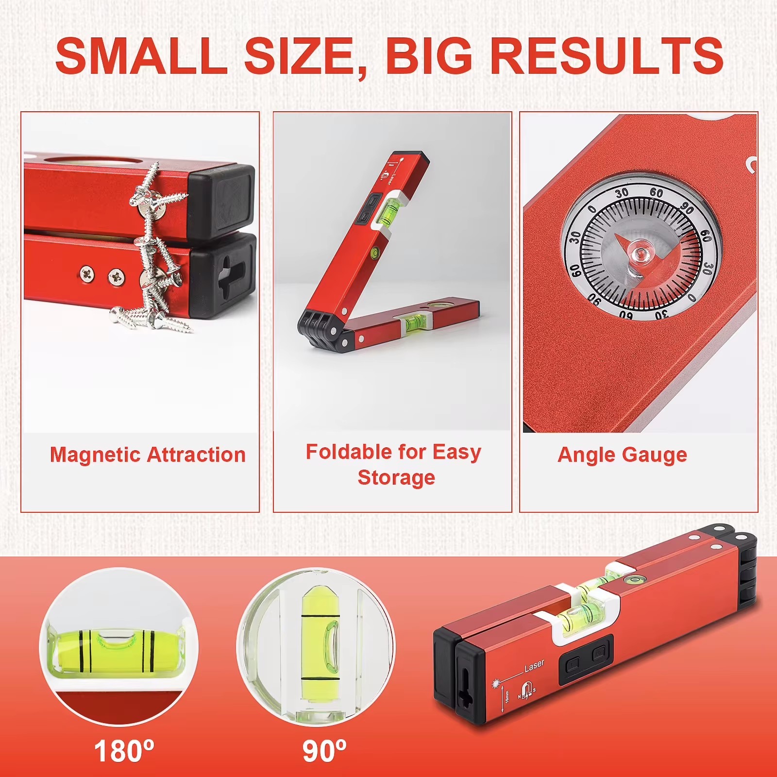 Rongpro Laser Level 20 Inch 50 Cm Magnetic Angle Measuring Tool For Diy And Construction