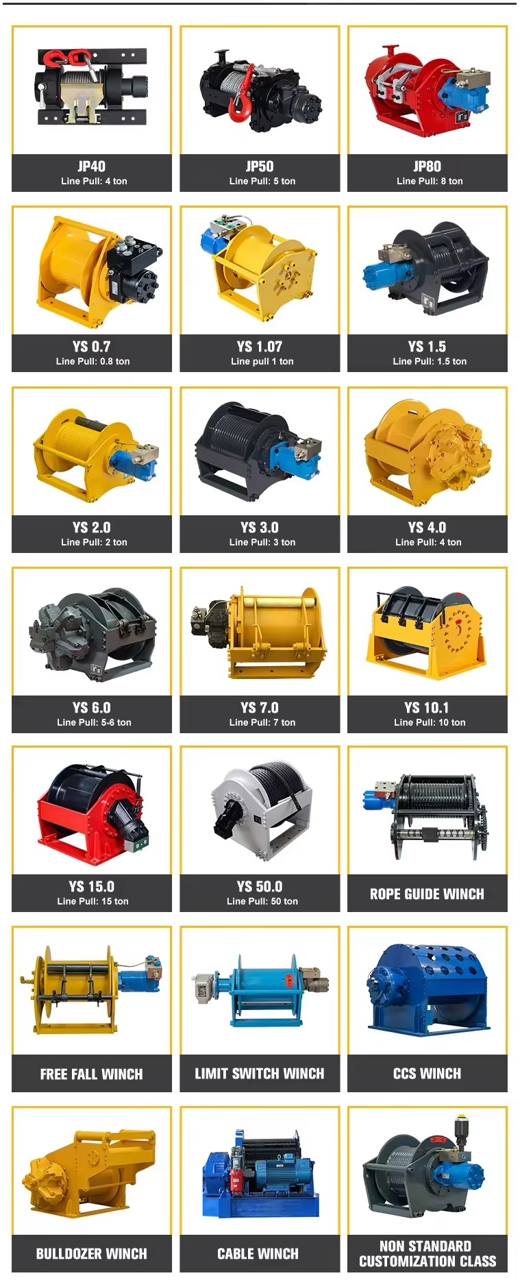 Pulling Wood in Coal Oil Field Hydraulic Winch 50ton 60ton 100ton Heavy Duty Winch
