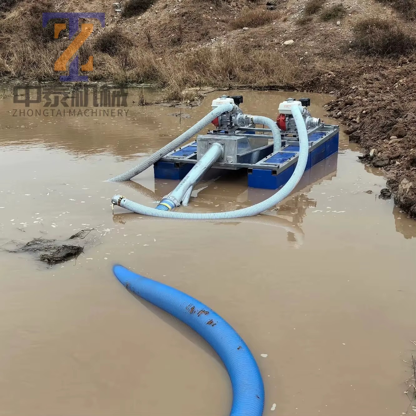 Siphon Ship Portable Alluvial Gold Dredger High Recovery Rate Gold Washing Boat for Narrow River Gold Mining