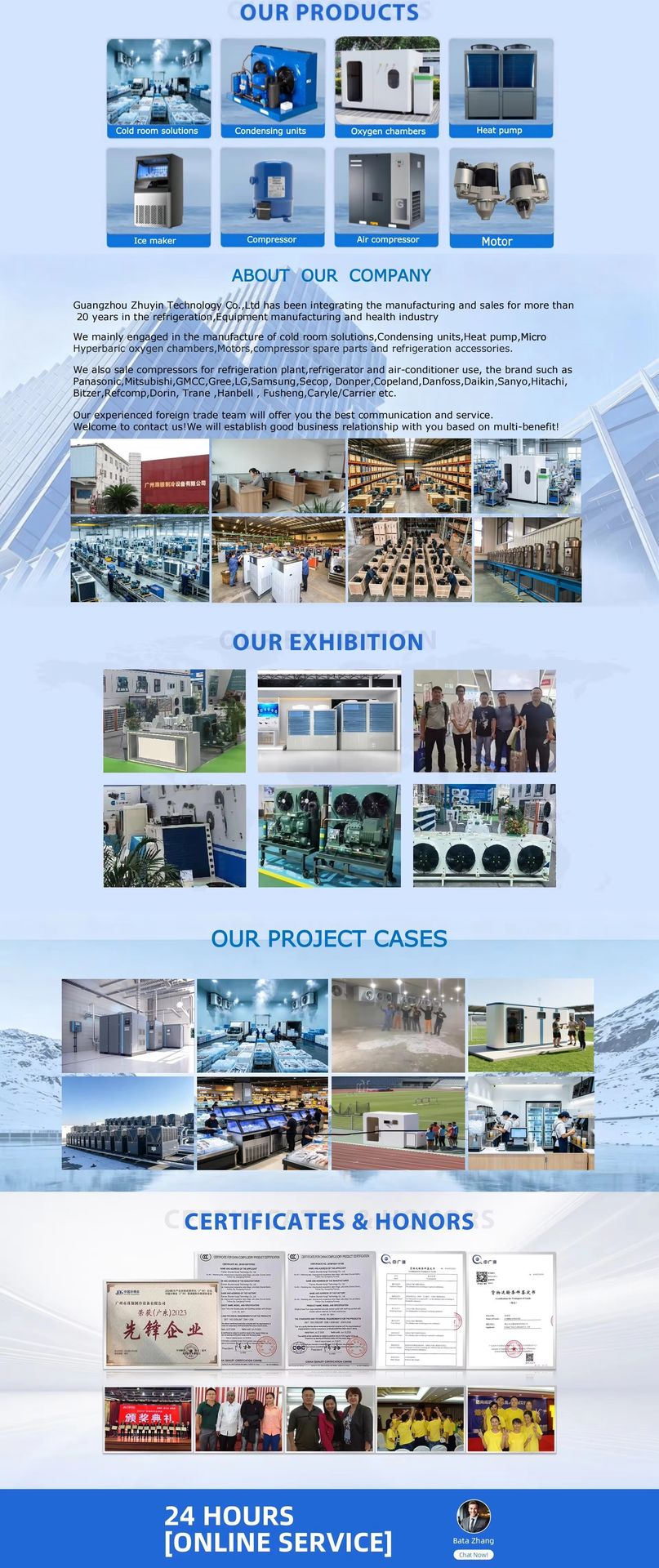 Factory Customized 5 HP Energy Saving Refrigeration Condensing Unit Copeland Scroll Engine/Motor for Supermarkets