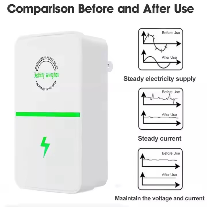 Portable Mini Home Office Electric Power Saver Energy Device Equipment Electricity Saving Box Household Energy Saver White