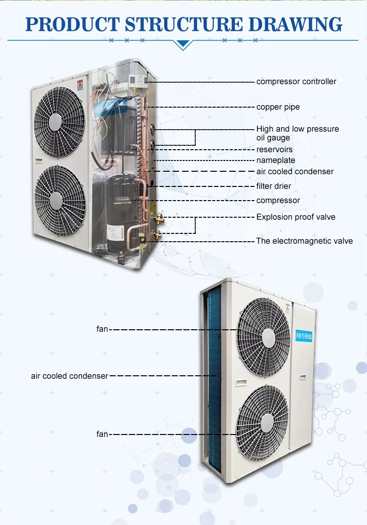 Energy-saving Cold Storage 2HP Freezer Refrigeration All-in-one Condenser Compressor Unit for Cold Room