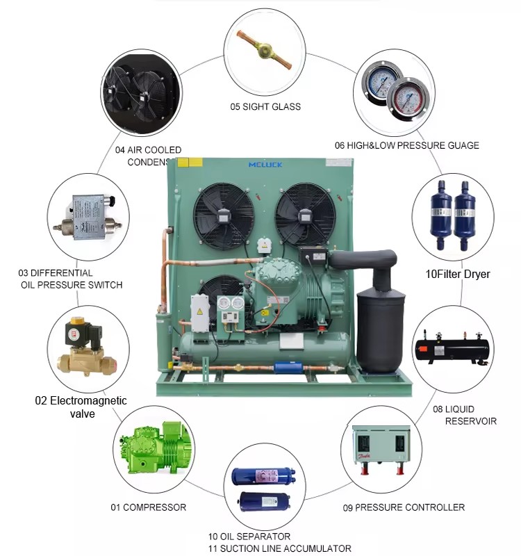 Energy-Saving Air Cooled Low Temperature Condensing Unit Refrigeration Compressor Condensing Unit